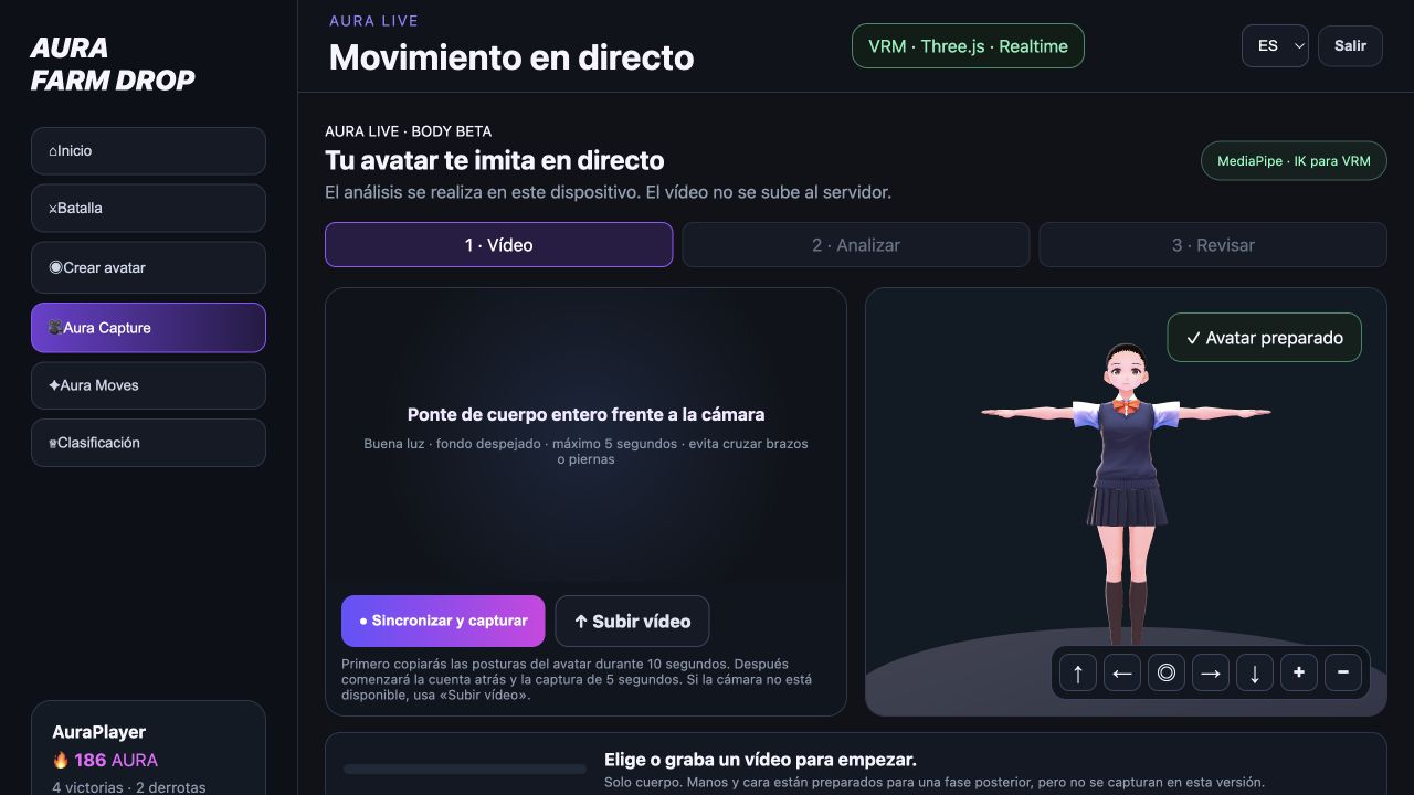 Captura corporal y avatar en paralelo